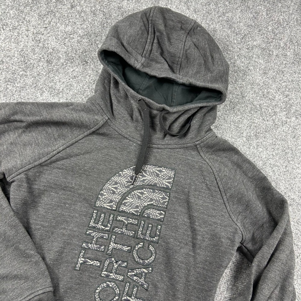 The North‎ Face Hoodie Womens Medium Grey Lace Logo Pullover Sweatshirt Active